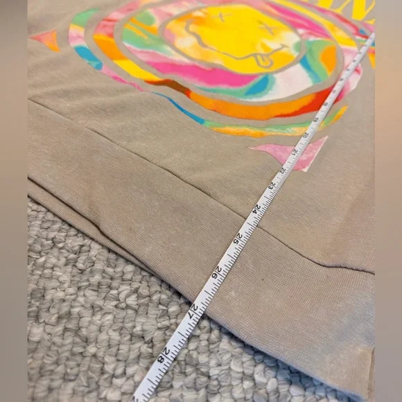 NIRVANA urban outfitters Tan Crewneck with Yellow Logo and Multicolor Smiley - Picture 6 of 6